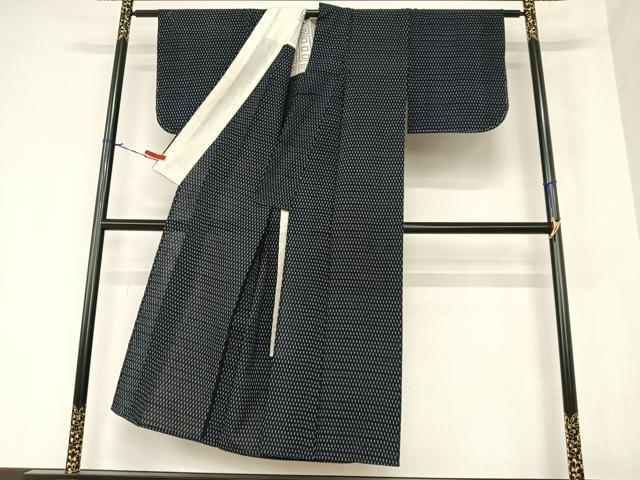 平和屋着物●男性　久留米絣　単衣　格子　綿　逸品　AAAZ7321zg 平和屋着物○男性 久留米絣 単衣 格子 綿 逸品 AAAZ7321zg