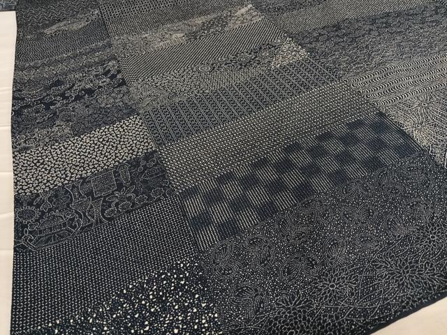 平和屋着物○小林文次郎 小紋 藍染 百柄 浜ちりめん ますいわ屋扱い