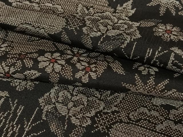 平和屋着物●本場大島紬　カタス9マルキ　風景草花文　正絹　逸品　AAAZ7343zg