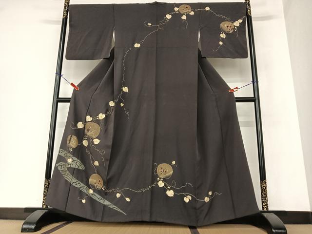 平和屋着物●訪問着　刺繍　花鳥文　暈し染め　金彩　正絹　逸品　AAAZ7366zg