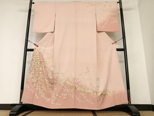 平和屋着物●訪問着　鬘帯花文　暈し染め　金彩　鈴乃屋扱い　正絹　逸品　AAAZ7372zg