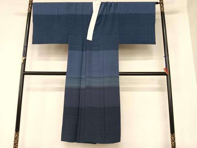 平和屋着物●男性　長襦袢　無双仕立て　格子　暈し染め　正絹　逸品　AAAZ7386zg