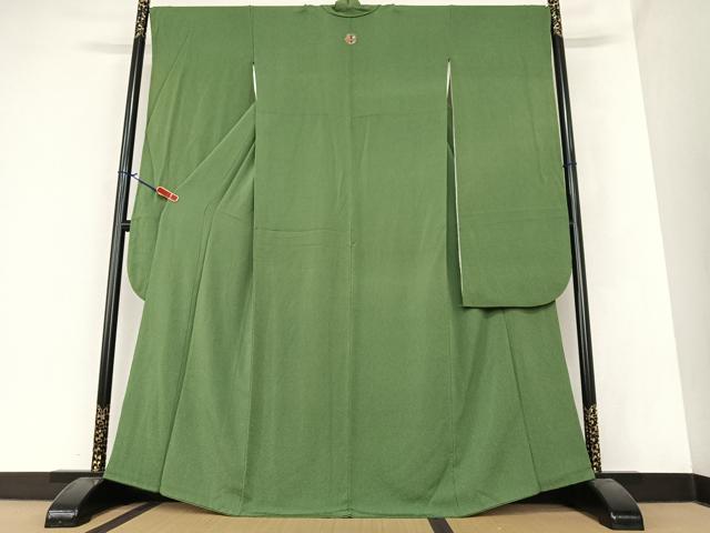 平和屋着物●豪華振袖　色無地　菊塵色　鬼しぼ縮緬　正絹　逸品　AAAZ7393zg