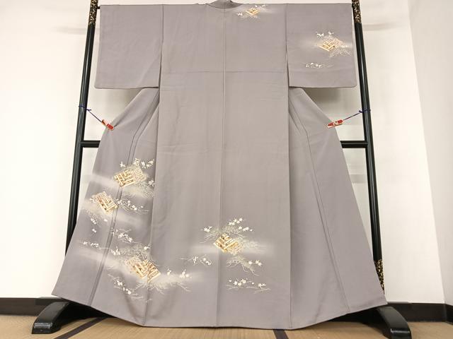 平和屋着物●銀座きしや　訪問着　梅松文　暈し染め　金彩　正絹　逸品　AAAZ7432zg