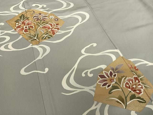 平和屋着物●訪問着　駒刺繍　流水更紗花文　金彩　正絹　逸品　AAAZ7453zg 平和屋着物○訪問着 駒刺繍 流水更紗花文 金彩 正絹 逸品 AAAZ7453zg