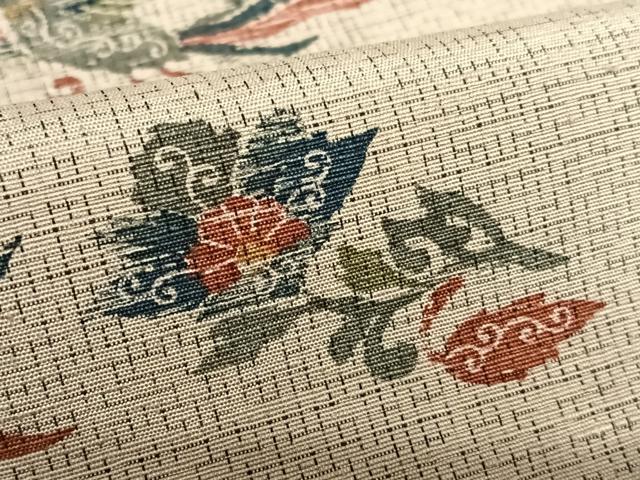 平和屋着物○上質な紬 型染め 鳳凰更紗花文 正絹 逸品 AAAZ7455zg