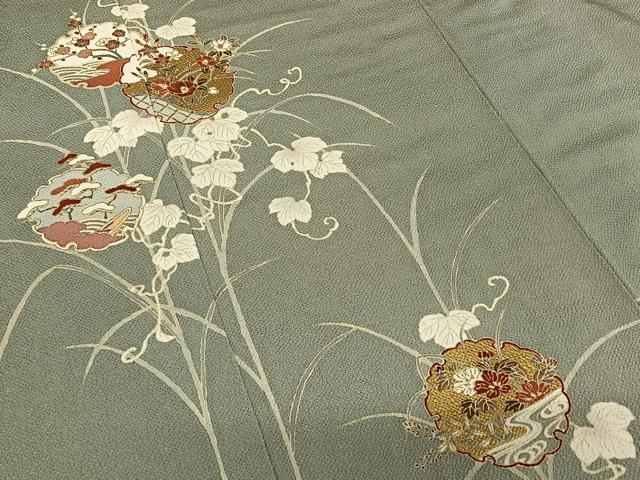 平和屋着物○銀座きしや 訪問着 雪輪重ね花文 金彩 鬼