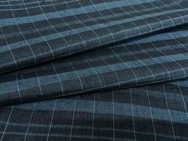 平和屋着物●上質な紬　段違い文　正絹　逸品　AAAZ7466zg