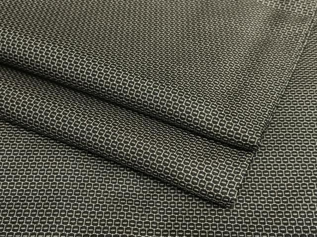 平和屋着物●男性　お召　アンサンブル　亀甲文様　正絹　逸品　AAAZ7518zg