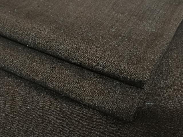 平和屋着物●男性　結城紬　アンサンブル　杢　色無地　黒檀色　正絹　逸品　AAAZ7523zg