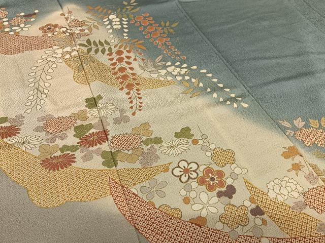 平和屋着物○訪問着 雪輪舞梅文 藤花房 暈し染め 金彩
