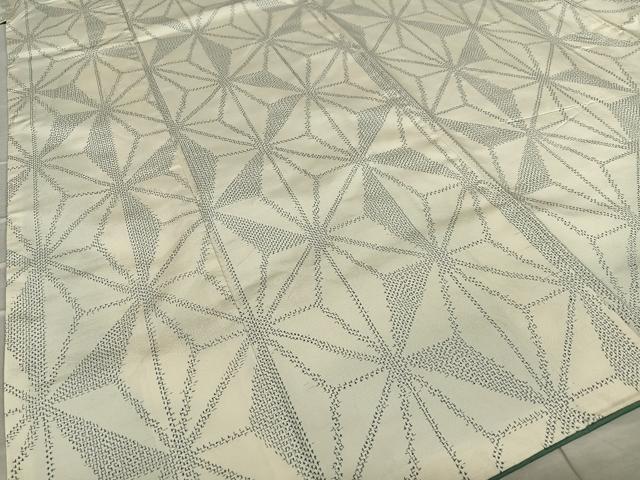 平和屋着物○上質な紬 麻の葉文様 正絹 逸品 AAAZ7536zg