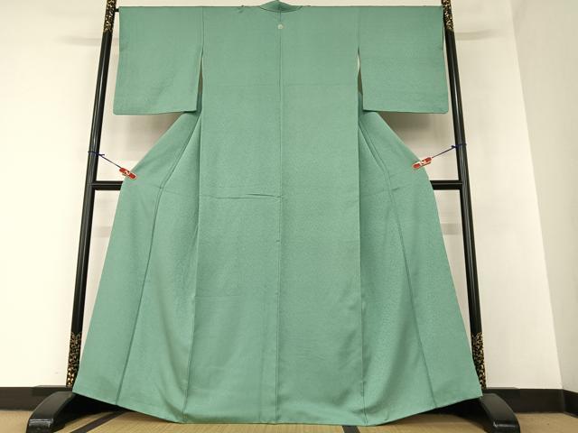 平和屋着物●二代目清次郎　手描き　色無地　花唐草地紋　青鈍色　正絹　逸品　AAAZ7538zg 平和屋着物○二代目清次郎 手描き 色無地 花唐草地紋 青鈍色 正絹 逸品