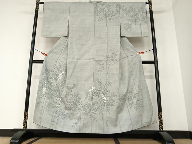 平和屋着物●訪問着　作家物　紬地　刺繍　手描き　南天文　正絹　逸品　AAAZ7548zg