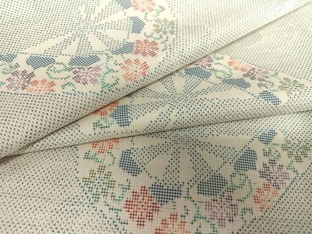 平和屋着物●本場大島紬　白大島　カタス7マルキ　片輪車文　正絹　逸品　未使用　AAAZ7570zg