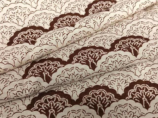 平和屋着物●上質な紬　型染め　孔雀青海波　正絹　逸品　AAAZ7574zg