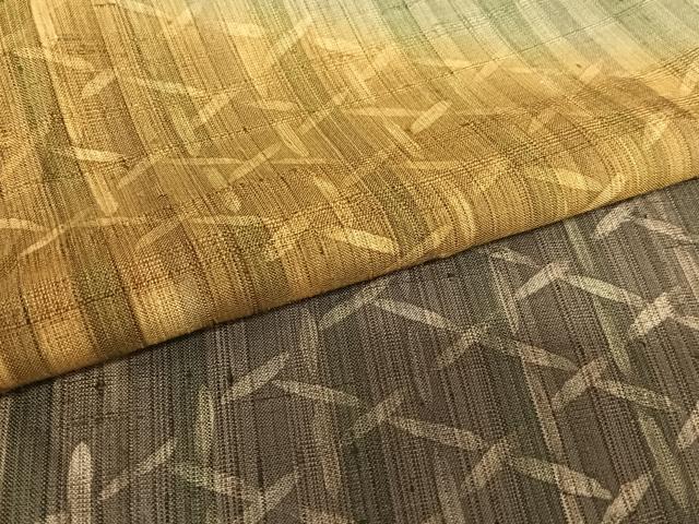 平和屋着物●生紬　訪問着　ろうけつ染め　網目文　縞　ロング丈　正絹　逸品　AAAZ7576zg 平和屋着物○生紬 訪問着 ろうけつ染め 網目文 縞 ロング丈 正絹 逸品