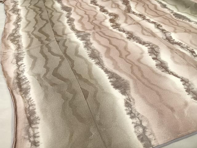 平和屋着物○木永栄絹 小紋 絞り よろけ縞 仮絵羽 正絹 逸品