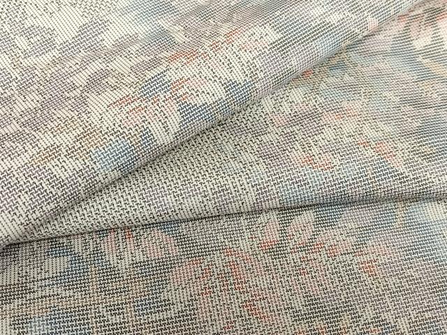 平和屋着物●本場大島紬　白大島　カタス9マルキ　草花文　正絹　逸品　未使用　AAAZ7582zg