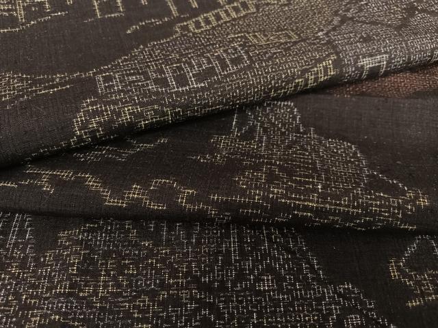 平和屋着物●本場結城紬　重要無形文化財　100亀甲　飛び亀甲柄　風景文　正絹　逸品　AAAZ7590zg