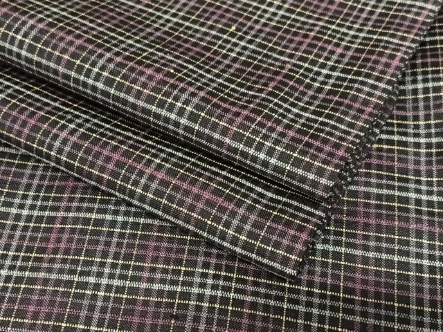 平和屋着物●上質な紬　格子　正絹　逸品　AAAZ7597zg