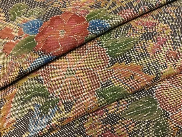 平和屋着物●本場大島紬　一元7マルキ　総絣　草花文　正絹　逸品　AAAZ7660ph