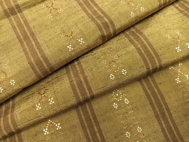 平和屋着物●上質な紬　花織　間道　鈴乃屋扱い　正絹　逸品　AAAZ7663ph
