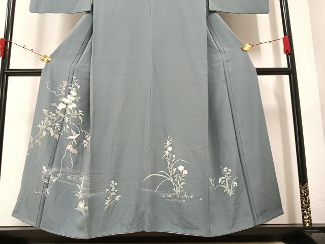 平和屋着物●訪問着　竹屋町刺繍　大雪輪に舞梅　金銀糸　金彩　小田急百貨店扱い　正絹　逸品　AAAY9987np 平和屋着物○訪問着 竹屋町刺繍 大雪輪に舞梅 金銀糸