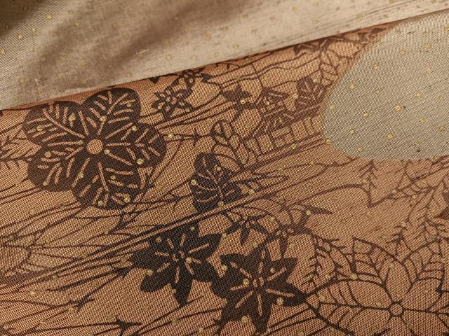 平和屋着物○訪問着 紬地 手描き 風景樹林文 暈し染め 金彩