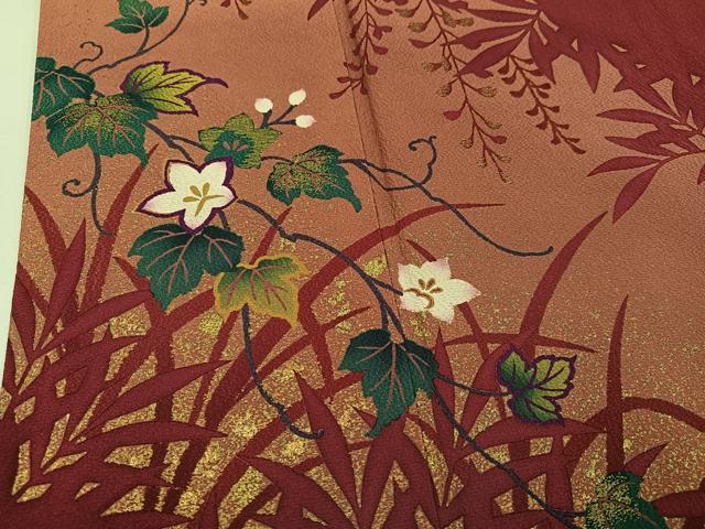 平和屋着物●訪問着　草花文　金彩　正絹　逸品　未使用　AAAZ7679ph 平和屋着物○訪問着 草花文 金彩 正絹 逸品 未使用 AAAZ7679ph