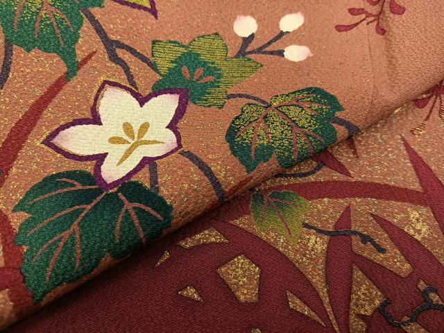 平和屋着物○訪問着 草花文 金彩 正絹 逸品 未使用 AAAZ7679ph