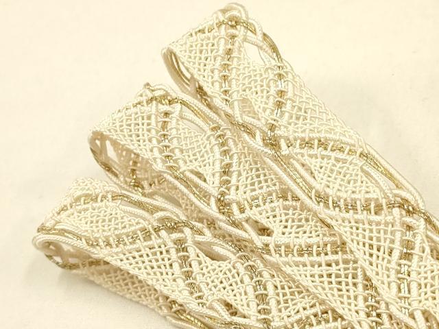 平和屋着物＊夏物　和装小物　帯締め・帯揚げセット　レース組　芝花地紋　暈し染め　金糸　正絹　逸品　未使用　AAAZ7780ay 平和屋着物＊夏物 和装小物 帯締め・帯揚げセット レース組 芝花地紋 暈