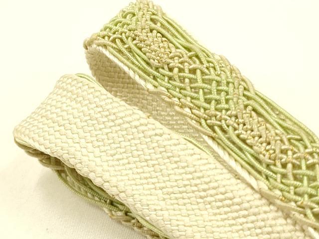 平和屋着物＊夏物　和装小物　帯締め・帯揚げセット　レース組　高麗組　霞花地紋　金糸　撚り房　逸品　AAAZ7784ay 平和屋着物＊夏物 和装小物 帯締め・帯揚げセット レース組 高麗組 霞花