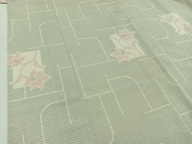 平和屋着物▽本塩沢 単衣 色紙花文 正絹 逸品 AAAZ7811jhの通販はau
