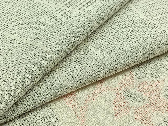 平和屋着物▽本塩沢　単衣　色紙花文　正絹　逸品　AAAZ7811jh