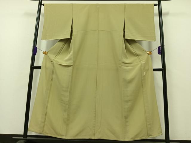 平和屋着物▽上質な色無地　単衣　作家物　抹茶色　正絹　逸品　AAAZ7812jh 平和屋着物▽上質な色無地 単衣 作家物 抹茶色 正絹 逸品