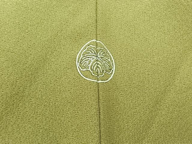 平和屋着物▽上質な色無地 単衣 作家物 抹茶色 正絹 逸品