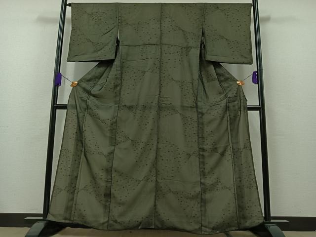 平和屋着物▽上質な小紋　無双　紗袷　紗×絽　舞葉文　正絹　逸品　AAAZ7814jh