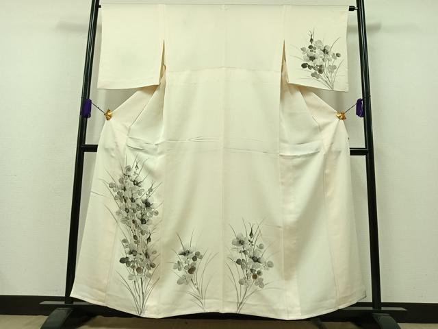 平和屋着物▽訪問着　単衣　草花文　正絹　逸品　AAAZ7815jh