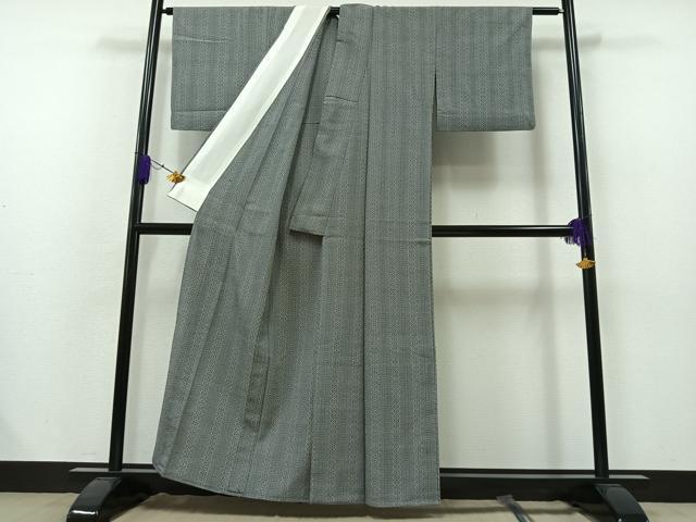 平和屋着物▽本塩沢　単衣　縞　正絹　逸品　AAAZ7821jh 平和屋着物▽本塩沢 単衣 縞 正絹 逸品 AAAZ7821jh 平和屋着物▽