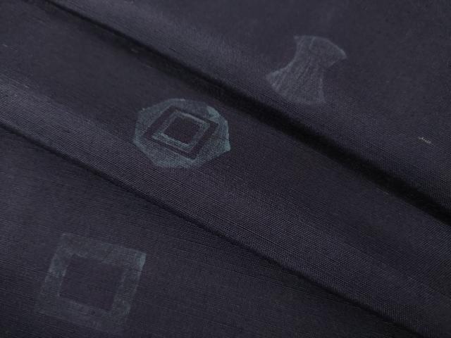 平和屋着物●上質な小紋　紬地　器物文　正絹　逸品　AAAZ8091ck