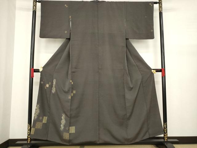 平和屋着物●訪問着　菱繋ぎ花文　金銀彩　銀糸　ますいわ屋扱い　正絹　逸品　AAAZ8096ck