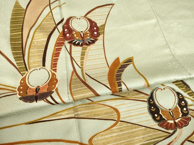 平和屋着物○訪問着 舞蝶文 金彩 正絹 逸品 AAAZ8105ck 付け下げ