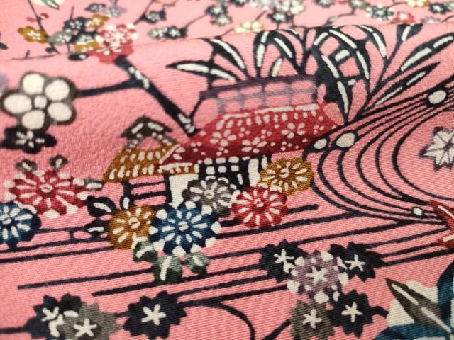 平和屋着物■上質な小紋　型染め　流水風景花文　正絹　逸品　未使用　AAAK1391Agk 平和屋着物○上質な小紋 型染め 流水風景文 正絹 逸品 AAAZ8109ck 平和