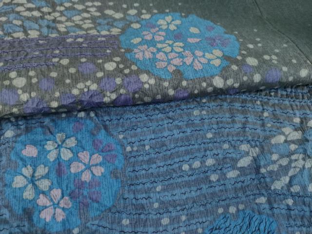 平和屋着物○本場染大島紬 訪問着 刺繍 草花文 暈し染め 金彩 正絹