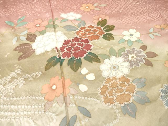 平和屋着物○訪問着 駒刺繍 舞蝶文 黒地 金彩 正絹 逸品 CAAW7329yc