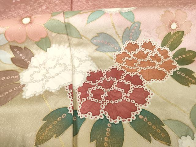 平和屋着物●本加賀友禅作家　和泉啓一　訪問着　枝花文　暈し染め　正絹　逸品　AABE2789cs 平和屋着物○本加賀友禅作家 和泉啓一 訪問着 枝花文 暈