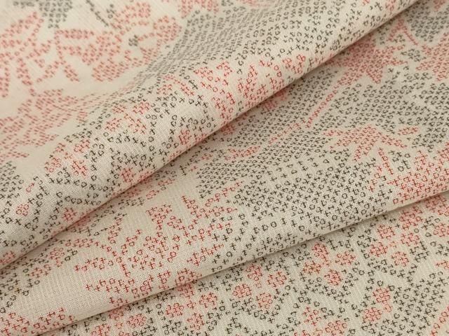 平和屋着物＊夏物　小紋　紗　切嵌花文　洗える着物　AAAZ8551jd