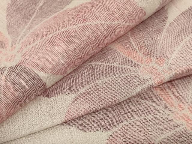 平和屋着物＊夏物　小紋　紗　縮織　舞花文　未使用　AAAZ8553jd