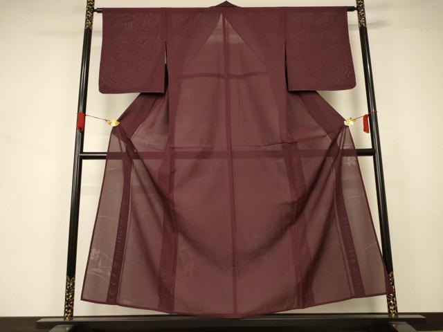平和屋着物＊夏物　色無地　紗　紫鳶色　正絹　逸品　未使用　AAAZ8565jd
